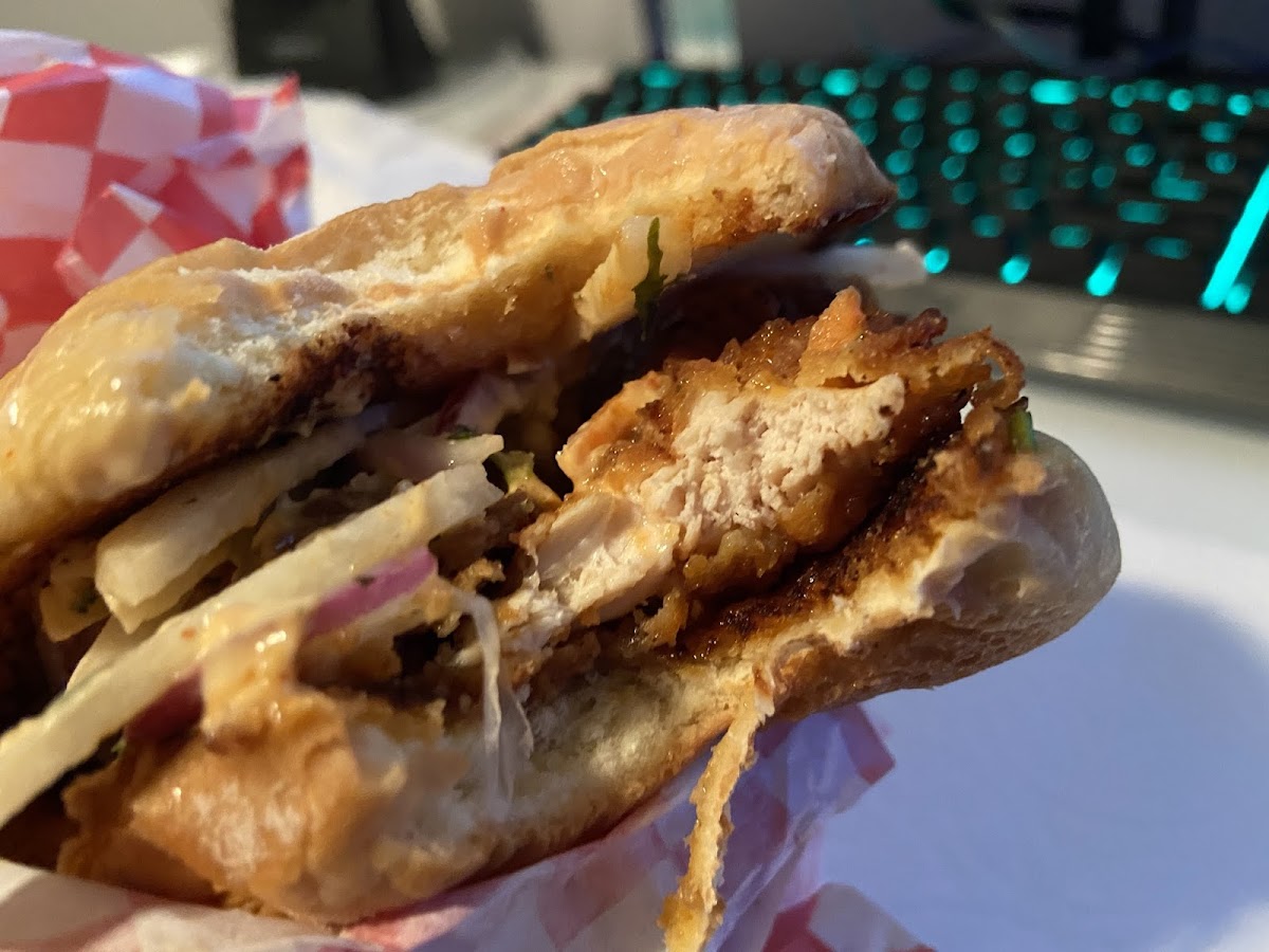Fried chicken sandwich close up